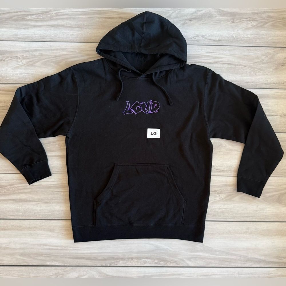 LGND Supply Co Purple Graffiti Hoodie Black Large NWT